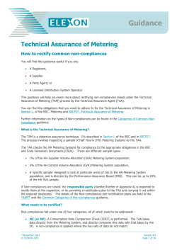 Guidance  Technical Assurance of Metering How to rectify common non-compliances