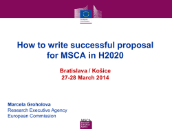 How to write successful proposal for MSCA in H2020 Košice