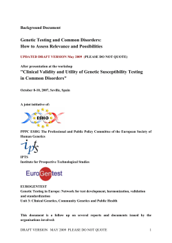 Genetic Testing and Common Disorders: How to Assess Relevance and Possibilities