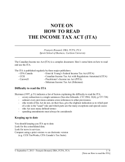NOTE ON HOW TO READ THE INCOME TAX ACT (ITA)