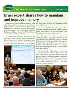 Brain expert shares how to maintain and improve memory Touchmark |