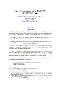 How to use Monte-Carlo GEANT4 BOREXINO code. Igor Machulin, Kurchatov Institute, Moscow,