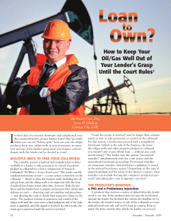 I How to Keep Your Oil/Gas Well Out of Your Lender’s Grasp