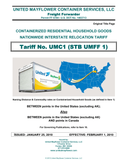 Tariff No. UMC1 (STB UMFF 1) UNITED MAYFLOWER CONTAINER SERVICES, LLC