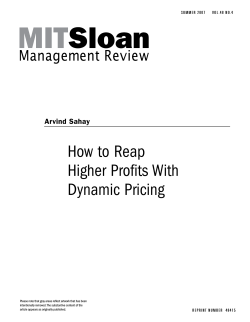 How to Reap Higher Profits With Dynamic Pricing Arvind Sahay