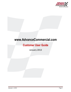 www.AdvanceCommercial.com Customer User Guide January 2013