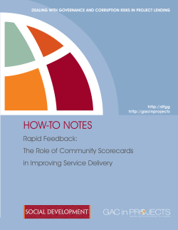 HOW-TO NOTES Rapid Feedback: The Role of Community Scorecards in Improving Service Delivery