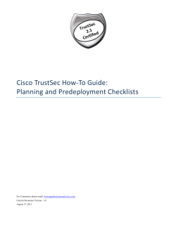 Cisco TrustSec How-To Guide: Planning and Predeployment Checklists