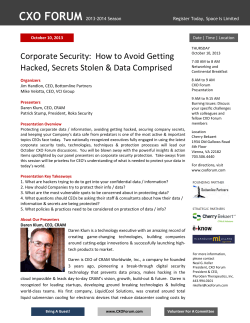 CXO FORUM Corporate Security:  How to Avoid Getting
