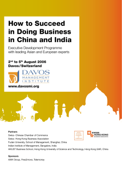 How to Succeed in Doing Business in China and India Executive Development Programme