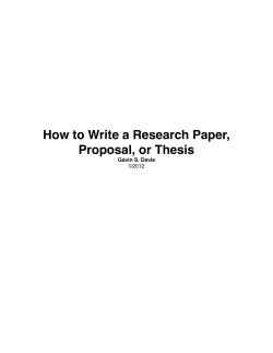 How to Write a Research Paper, Proposal, or Thesis Gavin S. Davie ©2012