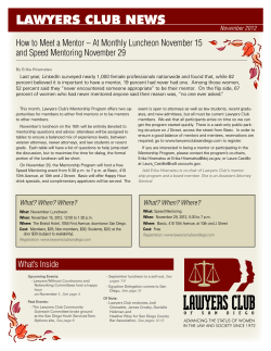 How to Meet a Mentor – At Monthly Luncheon November... and Speed Mentoring November 29 November 2012