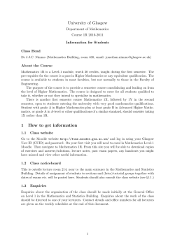 University of Glasgow Department of Mathematics Course 1R 2010-2011 Information for Students