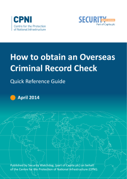 How to obtain an Overseas Criminal Record Check Quick Reference Guide