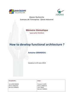 How to develop functional architecture ? Mémoire thématique  Antoine GRANDOU