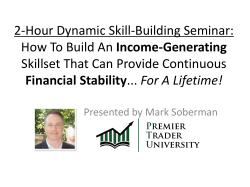 2-Hour Dynamic Skill-Building Seminar: Income-Generating Skillset That Can Provide Continuous Financial Stability