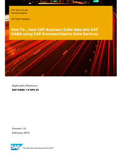 How To... load SAP Business Suite data into SAP  Applicable Releases: