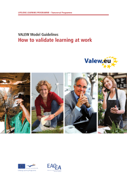 How to validate learning at work VALEW Model Guidelines