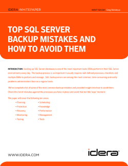 TOp SQL SeRveR BaCkUp MISTakeS aND HOw TO avOID THeM
