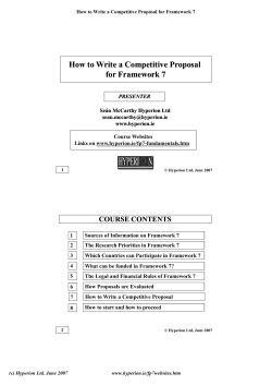 How to Write a Competitive Proposal ffor Framework or Framework 7 7