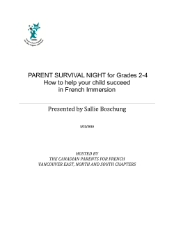 PARENT SURVIVAL NIGHT for Grades 2-4  in French Immersion