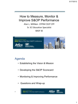 How to Measure, Monitor &amp; Improve S&amp;OP Performance Agenda