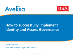 How to successfully implement Identity and Access Governance Frank Schubert