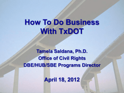 How To Do Business With TxDOT  April 18, 2012
