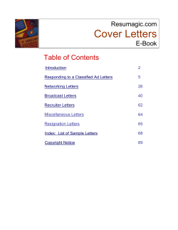 Cover Letters  Table of Contents Resumagic.com