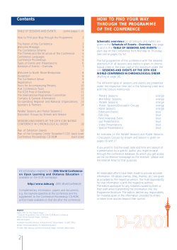 Contents HOW TO FIND YOUR WAY THROUGH THE PROGRAMME OF THE CONFERENCE