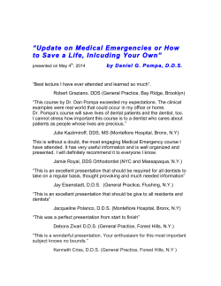 “Update on Medical Emergencies or How  by Daniel G. Pompa, D.D.S.