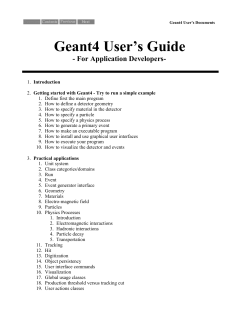 Geant4 User’s Guide - For Application Developers-