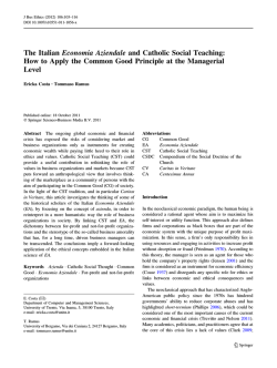 The Italian Economia Aziendale and Catholic Social Teaching: