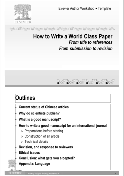 How to Write a World Class Paper Outlines From title to references