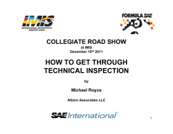 HOW TO GET THROUGH TECHNICAL INSPECTION COLLEGIATE ROAD SHOW Michael Royce