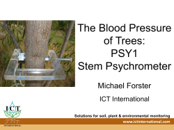 The Blood Pressure of Trees: PSY1 Stem Psychrometer