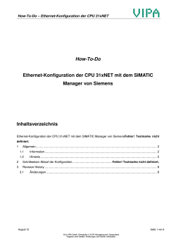 How-To-Do Ethernet-Konfiguration der CPU 31xNET mit dem SIMATIC Manager von Siemens