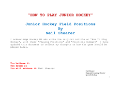 “HOW TO PLAY JUNIOR HOCKEY”  Junior Hockey Field Positions By