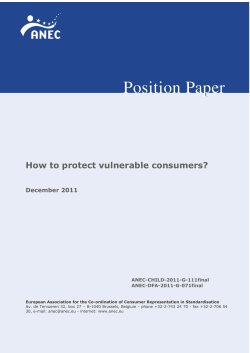 How to protect vulnerable consumers?  December 2011