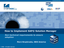 How to Implement SAP® Solution Manager RBE Plus Analysis adoption