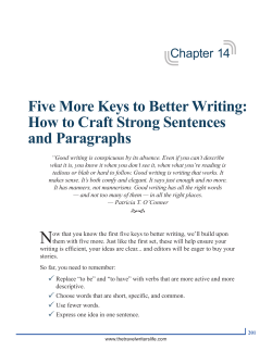 Five More Keys to Better Writing: How to Craft Strong Sentences