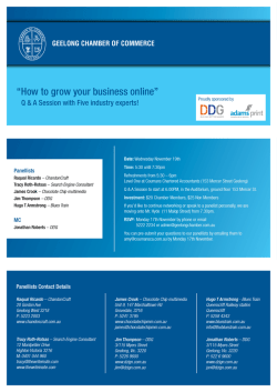 &ldquo;How to grow your business online&rdquo; GEELONG CHAMBER OF COMMERCE Panellists