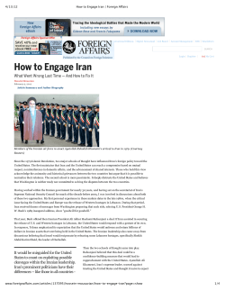 4/13/12 How to Engage Iran | Foreign Affairs
