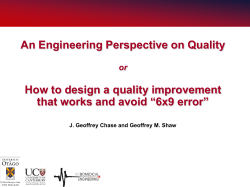 An Engineering Perspective on Quality  How to design a quality improvement