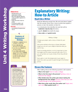 Explanatory Writing: How-to Article Read Like a Writer