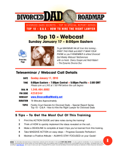 Top 10 - Webcast Sunday January 17 – 8:00pm Eastern
