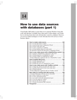 14 How to use data sources with databases (part 1) 423
