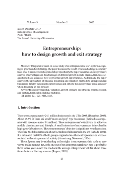 Entrepreneurship: how to design growth and exit strategy  Volume 5