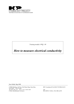 How to measure electrical conductivity Training module # WQ - 09
