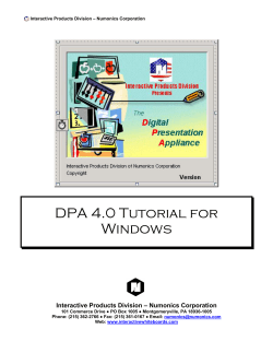 DPA 4.0 Tutorial for Windows Interactive Products Division – Numonics Corporation